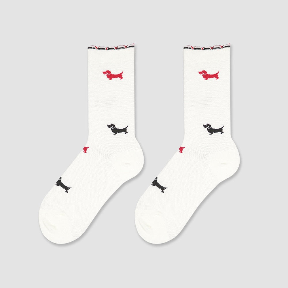 Puppy embroidered socks